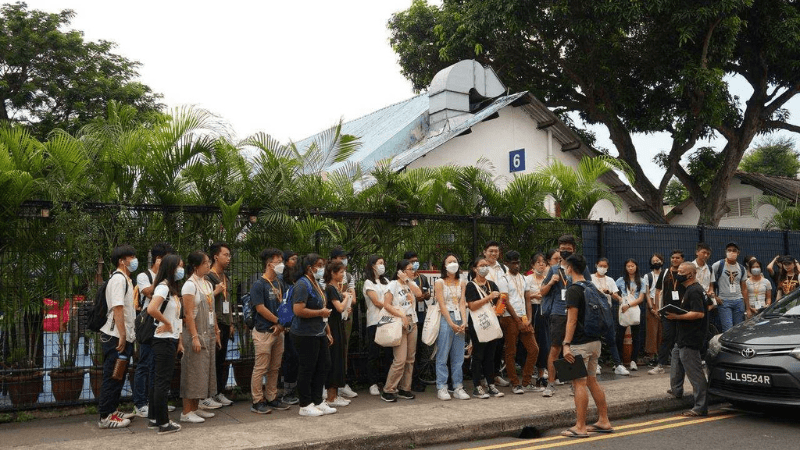 The NYLF 2022 Fellows on a learning journey in Geylang