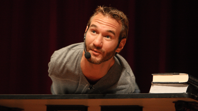 Nick Vujicic speaking at the National Young Leaders' Day.
